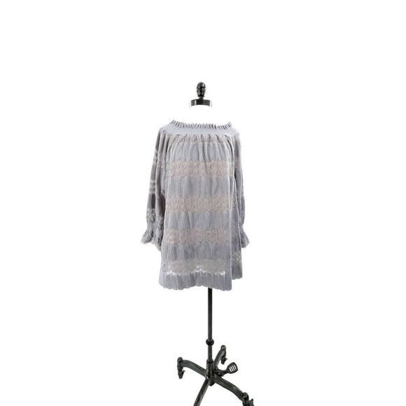 Suzanne Betro Women Gray Off-Shoulder Ruffle Blouse Top Size XL - Picture 2 of 16